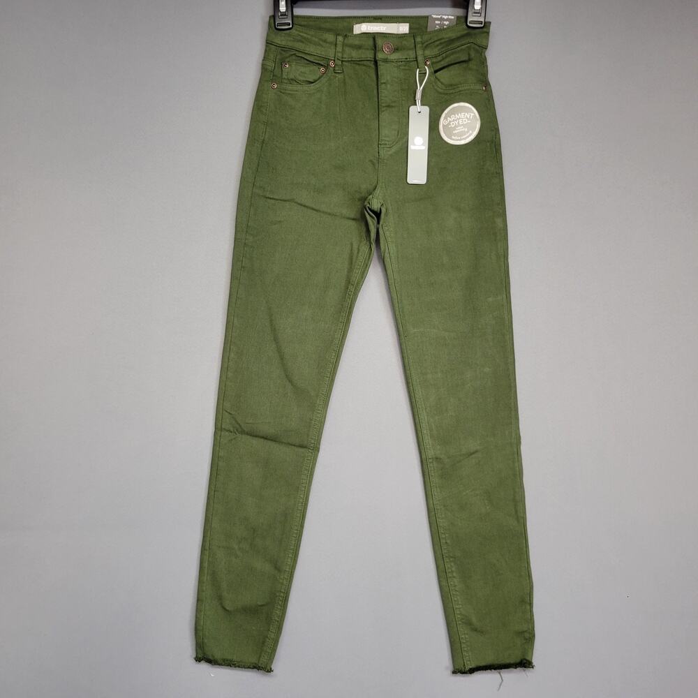 Tractr Jeans Womens 0 Mona High‎ Rise Crop Slim Ankle Frayed Hem Garment Dyed